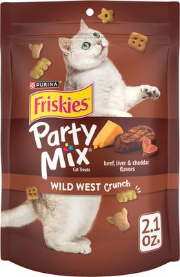 Galletas crujientes para gatos Party Mix con sabor a Wild West Crunch, bolsa de 2.1 oz