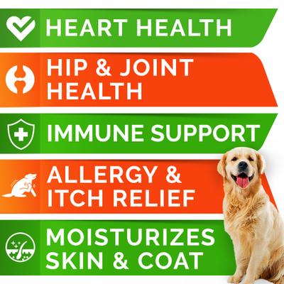 Allergy Relief & Itch Relief with Omega 3 Skin & Coat with Salmon Oil Chew Supplement for Dogs, 180 count