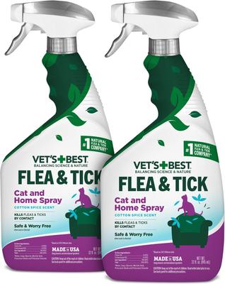 Flea & Tick Cat & Home Cotton Spice Scent Natural Spray for Cats, 32-oz bottle, 2 count