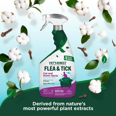 Flea & Tick Cat & Home Cotton Spice Scent Natural Spray for Cats, 32-oz bottle, 2 count