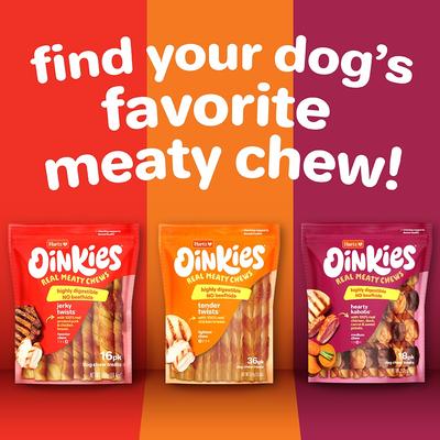 Oinkies Bacon-Wrapped Twists with 100% Real Bacon Rawhide-Free Natural Dog Treats, 28 count