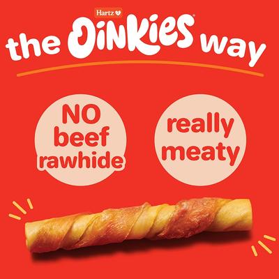 Oinkies Bacon-Wrapped Twists with 100% Real Bacon Rawhide-Free Natural Dog Treats, 28 count
