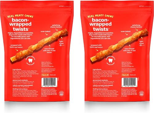 Oinkies Bacon-Wrapped Twists with 100% Real Bacon Rawhide-Free Natural Dog Treats, 28 count