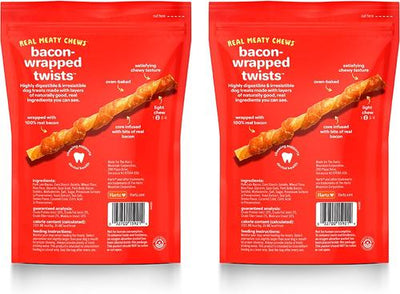 Oinkies Bacon-Wrapped Twists with 100% Real Bacon Rawhide-Free Natural Dog Treats, 28 count