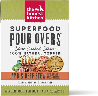 Bundle: The Honest Kitchen Bone Broth POUR OVERS Turkey & Salmon Stew + Superfood Lamb & Beef Stew with Veggies Wet Dog Food Topper