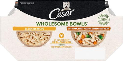 Wholesome Bowls - Alimento húmedo para perros adultos de razas pequeñas, paquete variado con receta de pollo, camote y judías verdes, bandeja de 85 g, caja de 12 unidades