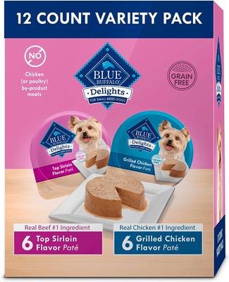 Divine Delights Pate Variety Pack Top Sirloin & Grilled Chicken Flavor Dog Food Trays, 3.5-oz, case of 12