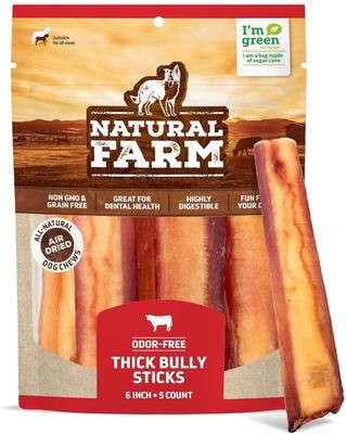 Thick Beef Bully Sticks Dog Treats, 6-in, 5 count