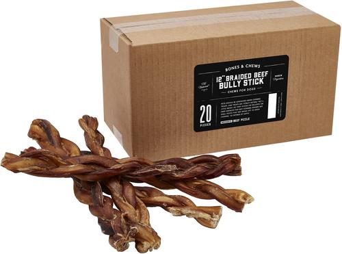 Braided Bully Stick 12" Dog Treats, 3 count