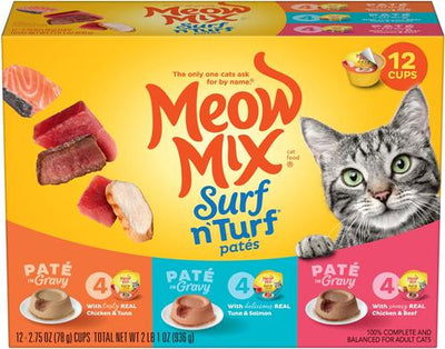 Pate in Gravy Surf n Turf Variety Pack Wet Cat Food, 2.75-oz cup, case of 12