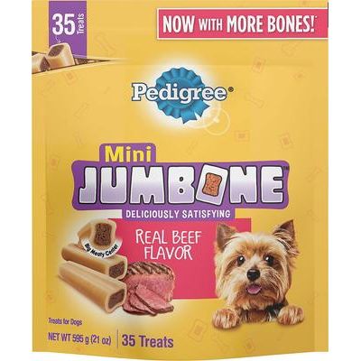 Mini premios Jumbone con sabor a carne de res real para perros, 105 unidades