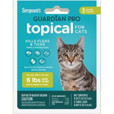 Tratamiento tópico para pulgas y garrapatas Guardian Pro para gatos (más de 6 lb, 3 unidades)