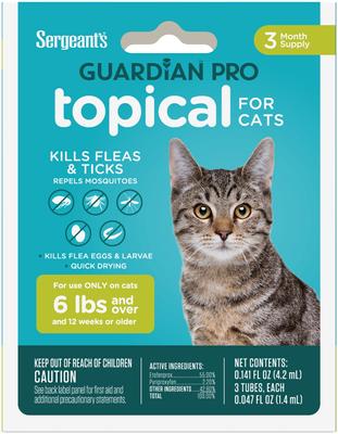 Tratamiento tópico para pulgas y garrapatas Guardian Pro para gatos (más de 6 lb, 3 unidades)