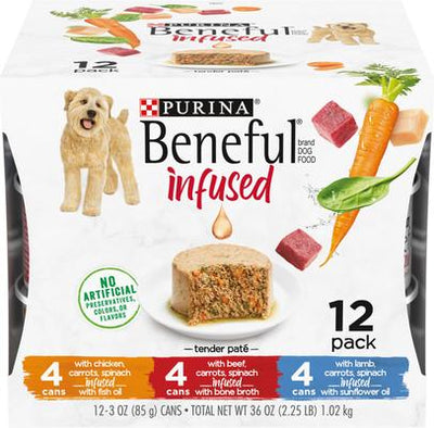 Infused Pate with Real Lamb, Chicken, Beef Variety Pack Wet Dog Food, 3-oz can, case of 24
