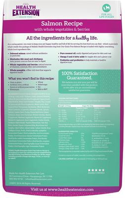 Paquete: Alimento seco con receta de salmón de Health Extension + Receta de salmón al horno con premios de col rizada para perros