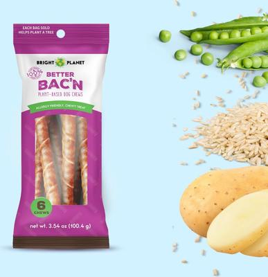 Better Bac'n Plant-Based Bacon Flavor Dog Chews, 6 count