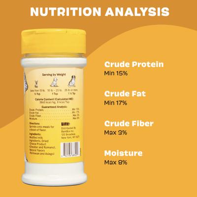 Cheesy Does It! High Protein Limited Ingredient Dry Dog Food Topper, 4.6-oz bottle