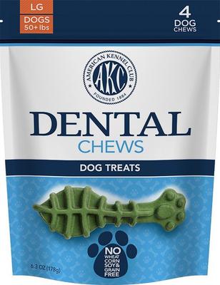 AKC Natural Dental Chews Dog Treats, Large, 4 count