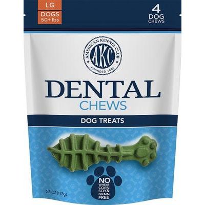 AKC Natural Dental Chews - Golosinas para perros, grandes, 4 unidades