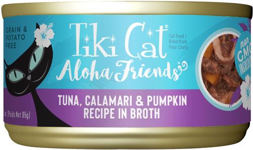 Aloha Friends Tuna & Pumpkin Recipe in Broth Grain-Free Wet Cat Food, 3-oz can, case of 12