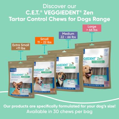 C.E.T. VeggieDent Zen Dental Chews for Large Dogs, over 66-lbs, 30 count