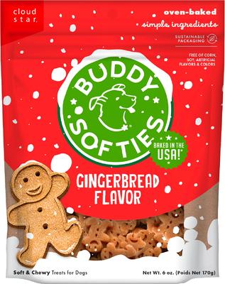 Buddy Softies Holiday Treats Gingerbread Flavor Soft & Chewy Dog Treats, 6-oz bag