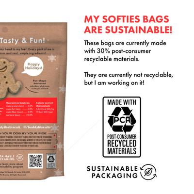 Buddy Softies Holiday Treats Gingerbread Flavor Soft & Chewy Dog Treats, 6-oz bag