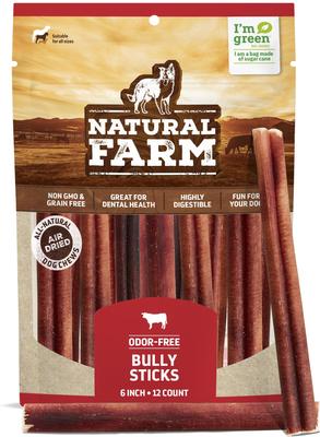 Odor Free 6-inch Bully Stick Dog Chews, 80 count