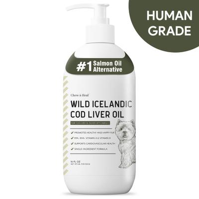 Wild-Caught Cod Liver Oil Salmon Oil Alternative Skin & Coat Liquid Supplement for Dogs, 16-fl oz bottle