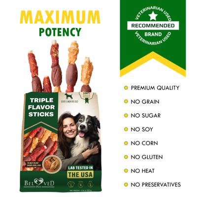 Natural Pet Dried Snacks Triple Duck, Chicken & Meat Flavor Human Grade Grain-Free Rawhide Dog Chews, 10.6-lb bag