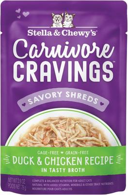 Carnivore Cravings Tuna & Pumpkin Flavored Shredded Wet Cat Food, 2.8-oz pouch, case of 24