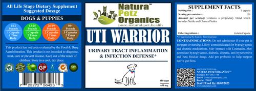 UTI WARRIOR MAX* Chronic Urinary Tract Infection & Inflammation Support* Dog Supplement, 150 count