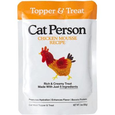 Cat Person by Weruva Mackerel & Salmon Mousse Grain-Free Wet Cat Food Topper, bolsa de 3 oz, caja de 4