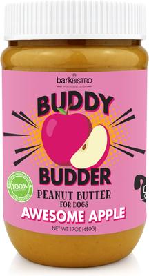 Buddy Budder Barking Banana Peanut Butter Lickable Dog Treat, 17-oz jar