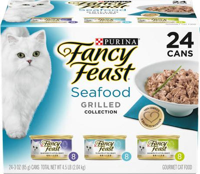 Bundle: Fancy Feast Grilled Seafood Feast Variety Pack Canned Food, 3-oz, case of 24 + PrettyLitter Cat Litter