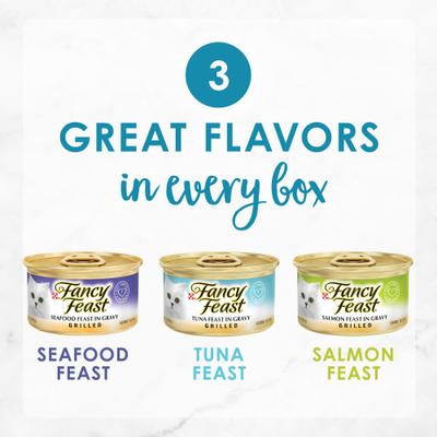 Bundle: Fancy Feast Grilled Seafood Feast Variety Pack Canned Food, 3-oz, case of 24 + PrettyLitter Cat Litter
