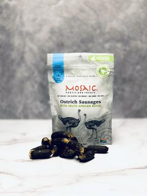 South African Ostrich Sausages Buchu Infused Jerky Dog Treats, 3-oz bag