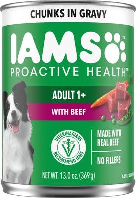 Proactive Health Beef Chunks in Gravy Canned Wet Dog Food, 13-oz can, case of 12