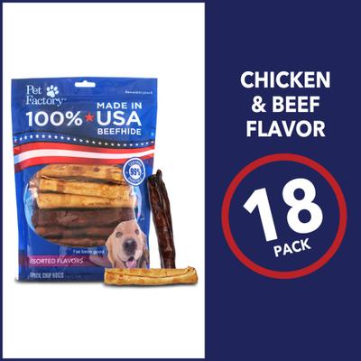 Beefhide 5-inch Chip Rolls Variety Pack Beef & Chicken Flavored Dog Hard Chews, 18 count