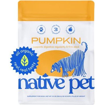 Native Pet, Pumpkin Powder, Calabaza Orgánica + Semilla de Calabaza + Manzana para Digestión y Heces, Perros, 227 / 454 / 907 g