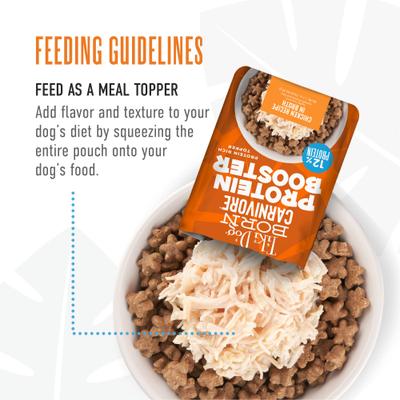 Born Carnivore Protein Booster Chicken Recipe in Broth Grain-Free Dog Food Topper, 2.1-oz pouch, case of 12