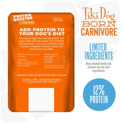 Born Carnivore Protein Booster Chicken Recipe in Broth Grain-Free Dog Food Topper, 2.1-oz pouch, case of 12