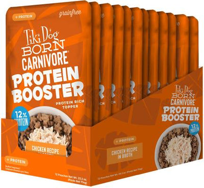 Born Carnivore Protein Booster Chicken Recipe in Broth Grain-Free Dog Food Topper, 2.1-oz pouch, case of 12