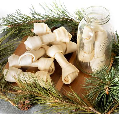 American Beefhide 6 to 7-inch Knotted Bones Natural Flavored Chewy Dog Treats, 6 count