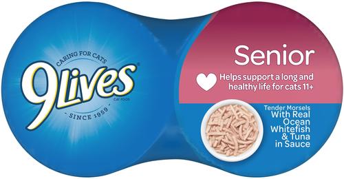 Tender Morsels with Real Ocean Whitefish & Tuna Bits in Broth Senior Wet Cat Food, 5.5-oz can, case of 4