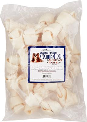 Flat Knotted Rawhide Bone Dog Treat, Large, 8 count