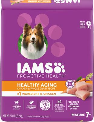 Paquete: Iams MiniChunks Small Kibble + Alimento seco para perros adultos mayores de 7 años con pollo real