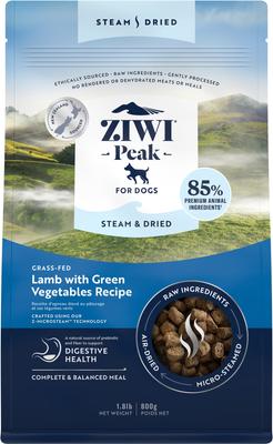 Bundle: ZIWI Peak Lamb Grain-Free Air-Dried Dog Food, 35.2-oz bag + Lamb with Green Vegetables Recipe Steam & Dried Dog Food, 28.8-oz bag