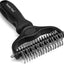 Dual Sided Undercoat Rake Dog & Cat Deshedding Tool, Black