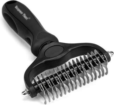 Dual Sided Undercoat Rake Dog & Cat Deshedding Tool, Black
